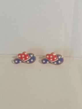 Cowgirl Red and Blue Star Texas horses Cowboy Hat Earrings